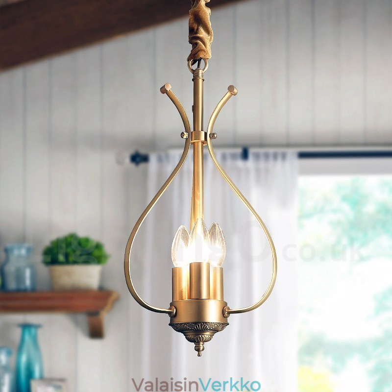 4 Kevyt Retro Rustic Luxury messinki riippuvalaisin kattokruunu