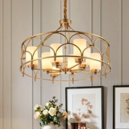 8 Kevyt Retro Rustic Luxury messinkiriippuvalaisinkruunu lasivarjostimella