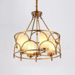 4 Kevyt Retro Rustic Luxury messinkiriippuvalaisin kattokruunu lasivarjostimella