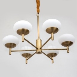 6 Kevyt Retro Rustic Luxury messinkiriippuvalaisin kattokruunu lasivarjostimella
