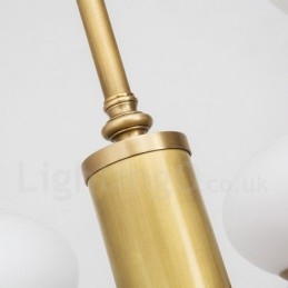 6 Kevyt Retro Rustic Luxury messinkiriippuvalaisin kattokruunu lasivarjostimella