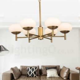 6 Kevyt Retro Rustic Luxury messinkiriippuvalaisin kattokruunu lasivarjostimella