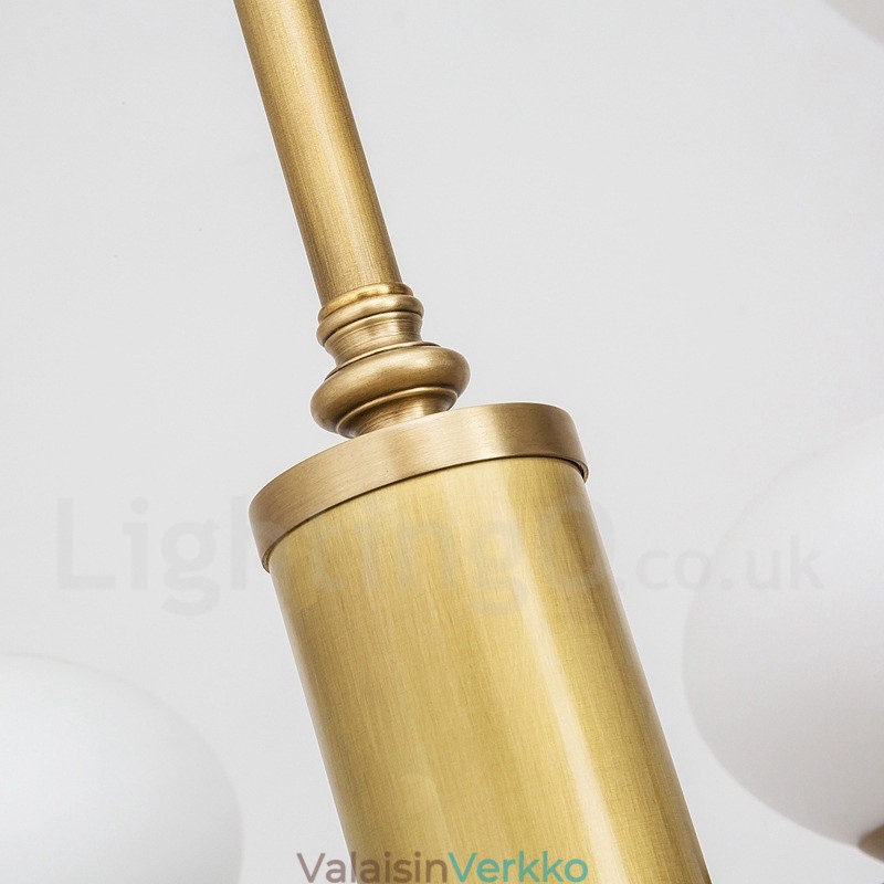 9 Kevyt Retro Rustic Luxury messinkiriippuvalaisin kattokruunu lasivarjostimella