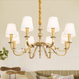 8 Kevyt Retro Rustic Luxury messinkiriippuvalaisinkruunu kangasvarjostimella