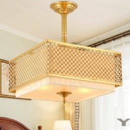 4 Kevyt Retro Rustic Luxury messinkiriippuvalaisin kattokruunu kangasvarjostimella