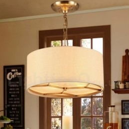 4 Kevyt Retro Rustic Luxury messinkiriippuvalaisin kattokruunu kangasvarjostimella
