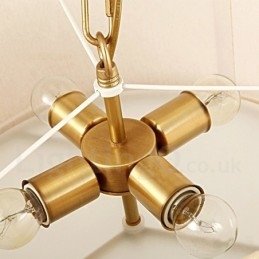4 Kevyt Retro Rustic Luxury messinkiriippuvalaisin kattokruunu kangasvarjostimella