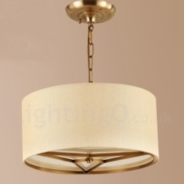4 Kevyt rumpu Retro Rustic Luxury messinkiriippuvalaisin kattokruunu kangasvarjostimella