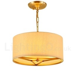 4 Kevyt rumpu Retro Rustic Luxury messinkiriippuvalaisin kattokruunu kangasvarjostimella