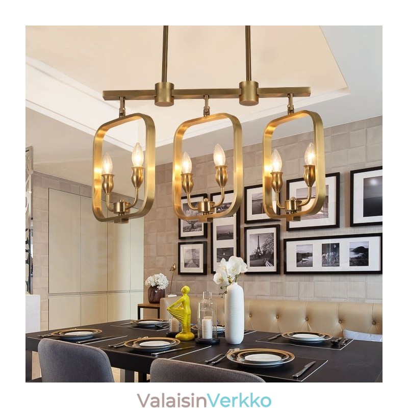 6 Kevyt Retro Rustic Luxury messinki riippuvalaisin kattokruunu