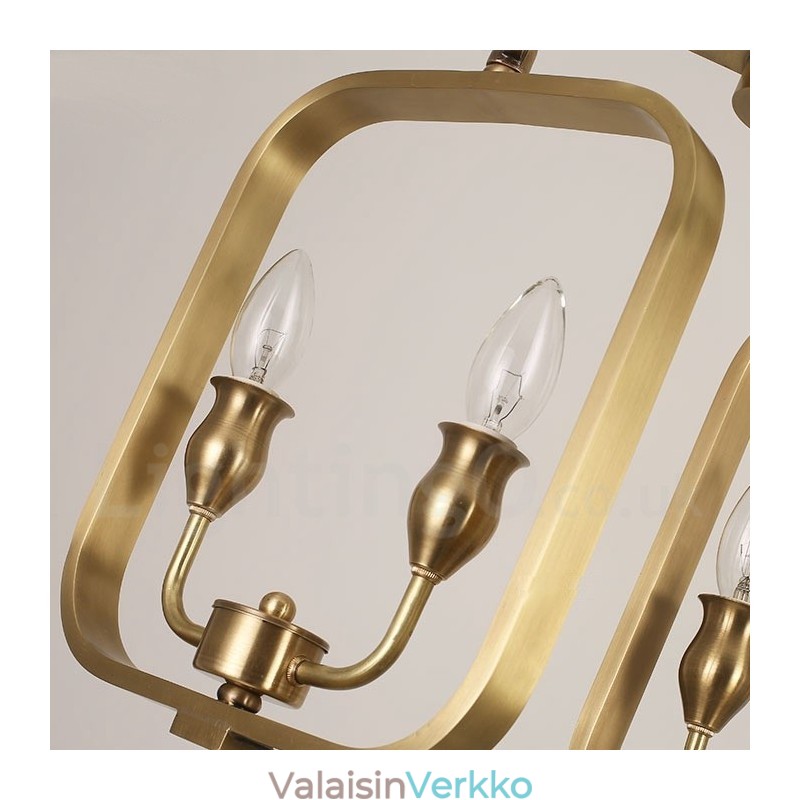 6 Kevyt Retro Rustic Luxury messinki riippuvalaisin kattokruunu