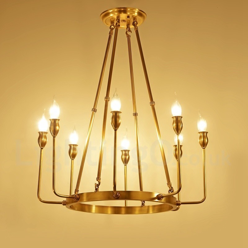 6 Light 8 Light Retro Rustic Luxury messinki riippuvalaisin kattokruunu