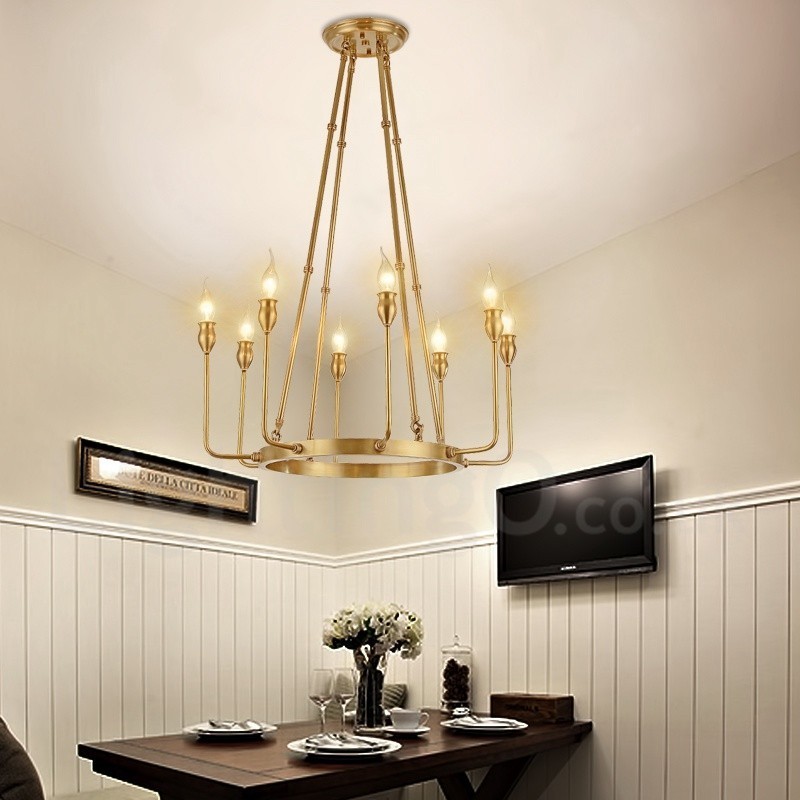 6 Light 8 Light Retro Rustic Luxury messinki riippuvalaisin kattokruunu