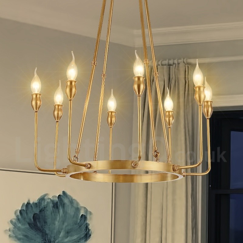 6 Light 8 Light Retro Rustic Luxury messinki riippuvalaisin kattokruunu