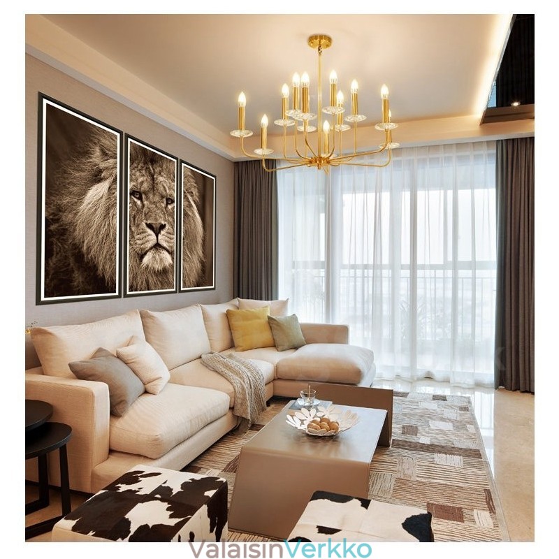 12 Vaalea Retro Rustic Luxury messinki riippuvalaisin kattokruunu