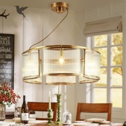6 Kevyt Retro Rustic Luxury messinkiriippuvalaisin kattokruunu lasivarjostimella