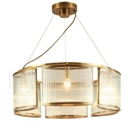6 Kevyt Retro Rustic Luxury messinkiriippuvalaisin kattokruunu lasivarjostimella