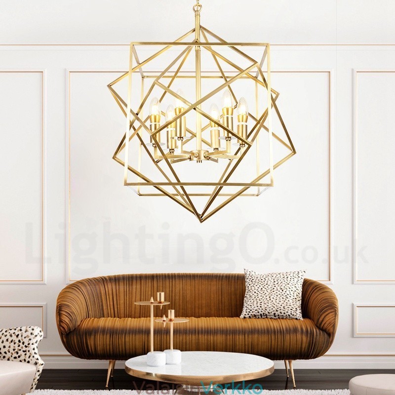 6 Kevyt Retro Rustic Luxury messinki riippuvalaisin kattokruunu