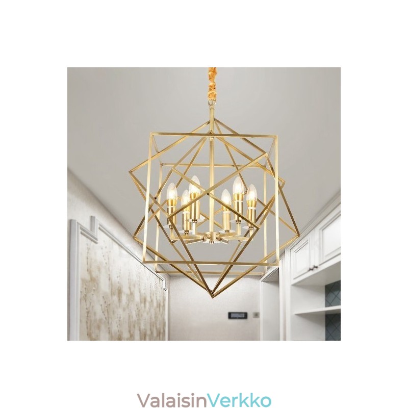 6 Kevyt Retro Rustic Luxury messinki riippuvalaisin kattokruunu