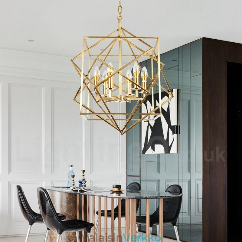 6 Kevyt Retro Rustic Luxury messinki riippuvalaisin kattokruunu