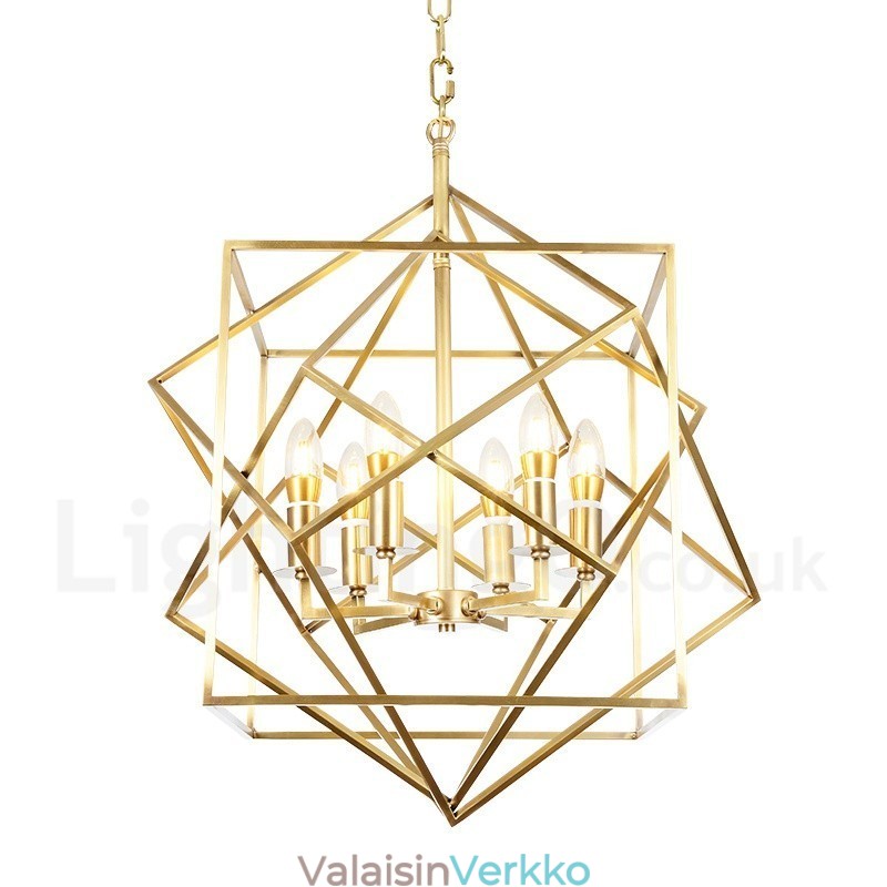 6 Kevyt Retro Rustic Luxury messinki riippuvalaisin kattokruunu