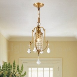 1 Kevyt Retro Rustic Luxury messinkiriippuvalaisin kattokruunu kristallivarjostimella