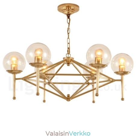 6 Kevyt Retro Rustic Luxury messinkiriippuvalaisin kattokruunu lasivarjostimella 6 Kevyt Retro Rustic Luxury messinkiriippuvalaisin kattokruunu lasivarjostimella