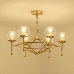 6 Kevyt Retro Rustic Luxury messinkiriippuvalaisin kattokruunu lasivarjostimella