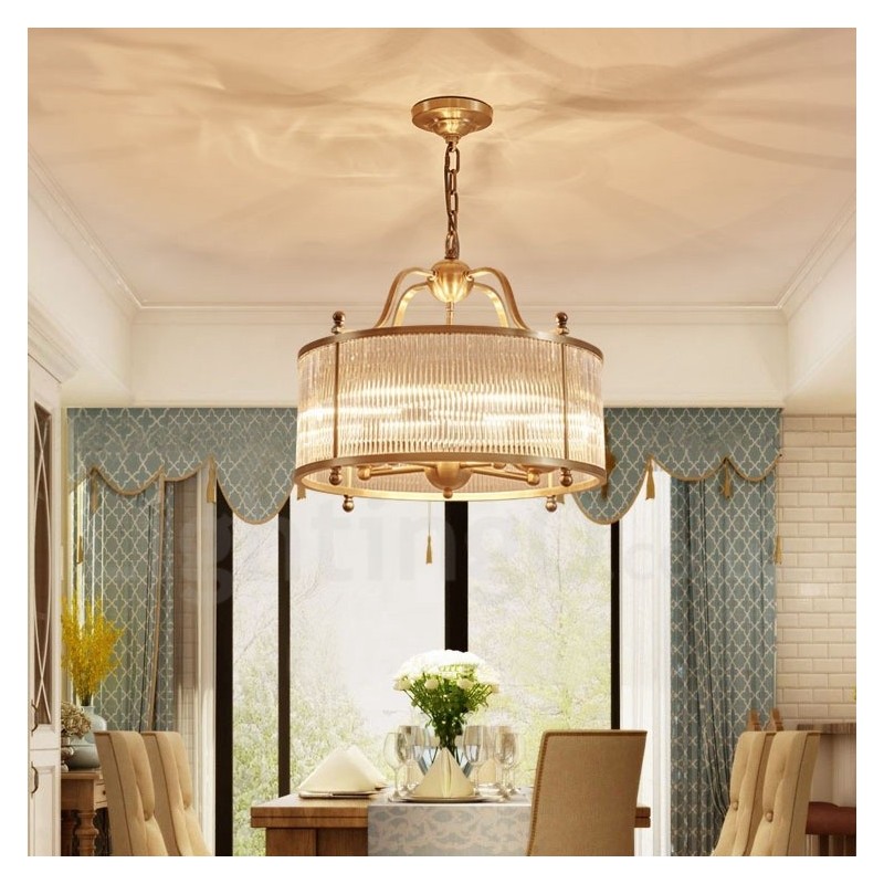 5 Kevyt Retro Rustic Luxury messinkiriippuvalaisinkruunu lasivarjostimella