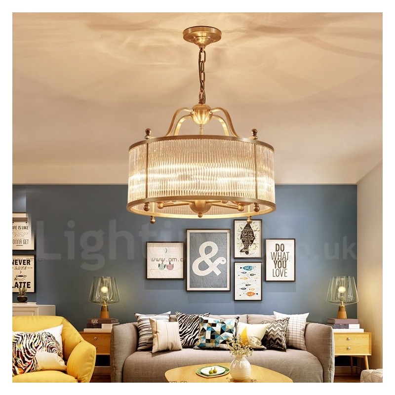 5 Kevyt Retro Rustic Luxury messinkiriippuvalaisinkruunu lasivarjostimella