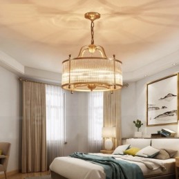5 Kevyt Retro Rustic Luxury messinkiriippuvalaisinkruunu lasivarjostimella