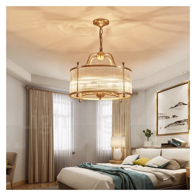 5 Kevyt Retro Rustic Luxury messinkiriippuvalaisinkruunu lasivarjostimella