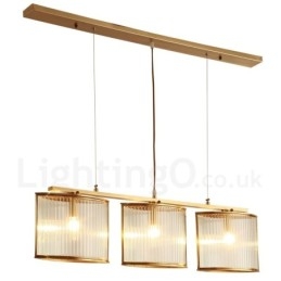 3 Kevyt Retro Rustic Luxury messinkiriippuvalaisin kattokruunu lasivarjostimella