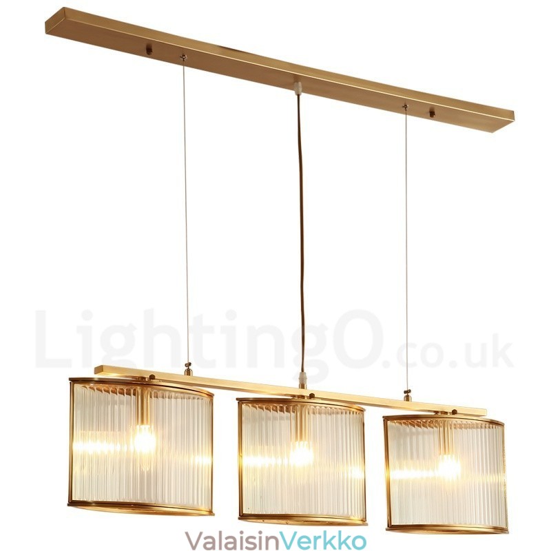 3 Kevyt Retro Rustic Luxury messinkiriippuvalaisin kattokruunu lasivarjostimella