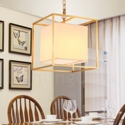 1 Kevyt Retro Rustic Luxury messinkiriippuvalaisin kattokruunu kangasvarjostimella