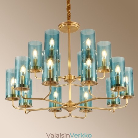 16 Vaalea Retro Rustic Luxury messinkiriippuvalaisin kattokruunu lasivarjostimella 16 Vaalea Retro Rustic Luxury messinkiriippuvalaisin kattokruunu lasivarjostimella