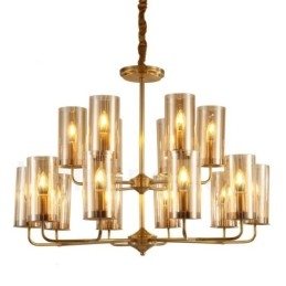 16 Vaalea Retro Rustic Luxury messinkiriippuvalaisin kattokruunu lasivarjostimella