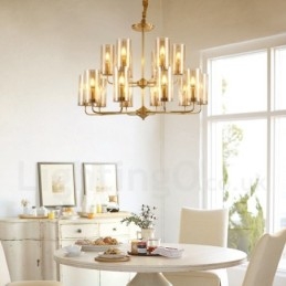 16 Vaalea Retro Rustic Luxury messinkiriippuvalaisin kattokruunu lasivarjostimella