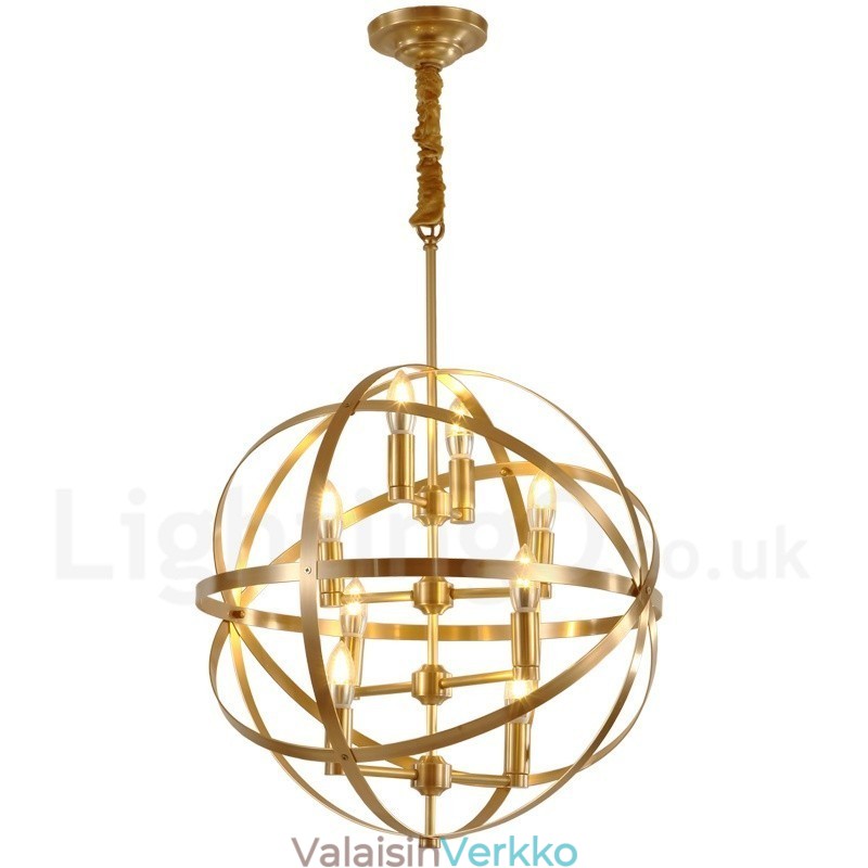8 Kevyt Retro Rustic Luxury messinki riippuvalaisin kattokruunu