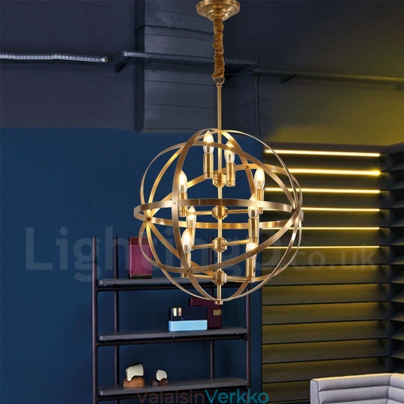 8 Kevyt Retro Rustic Luxury messinki riippuvalaisin kattokruunu