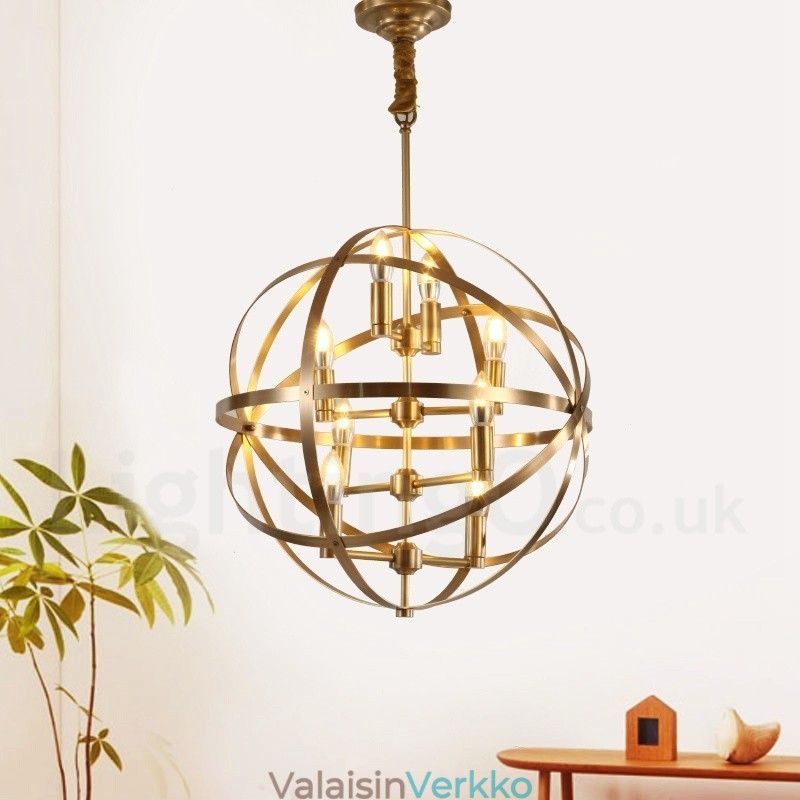 8 Kevyt Retro Rustic Luxury messinki riippuvalaisin kattokruunu