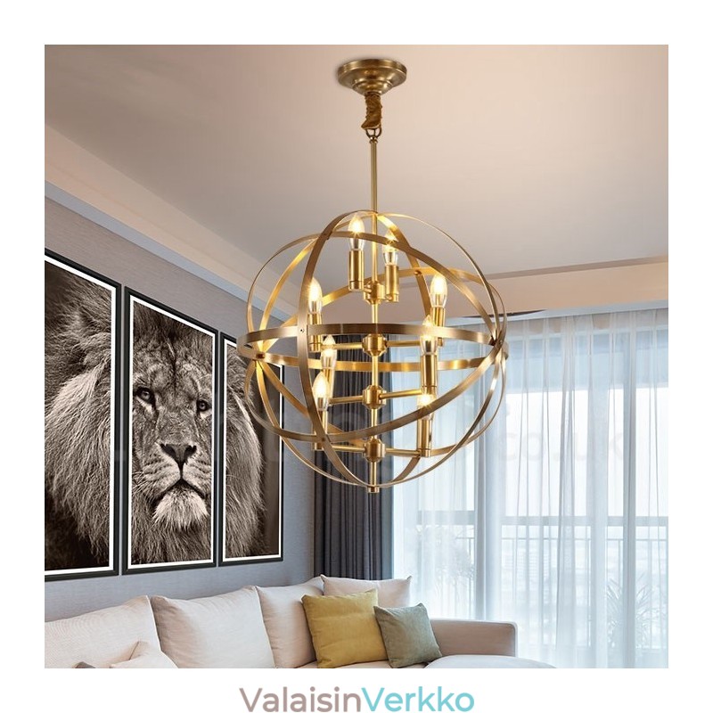 8 Kevyt Retro Rustic Luxury messinki riippuvalaisin kattokruunu