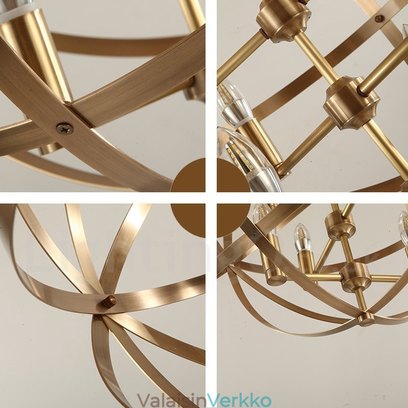 8 Kevyt Retro Rustic Luxury messinki riippuvalaisin kattokruunu