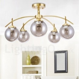 8 Kevyt Retro Rustic Luxury messinkiriippuvalaisinkruunu lasivarjostimella