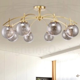8 Kevyt Retro Rustic Luxury messinkiriippuvalaisinkruunu lasivarjostimella