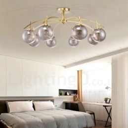 8 Kevyt Retro Rustic Luxury messinkiriippuvalaisinkruunu lasivarjostimella