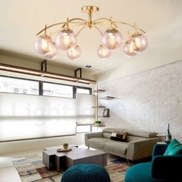 8 Kevyt Retro Rustic Luxury messinkiriippuvalaisinkruunu lasivarjostimella