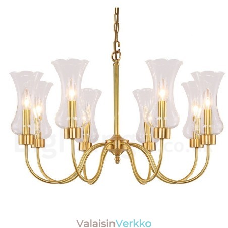 8 Kevyt Retro Rustic Luxury messinkiriippuvalaisinkruunu lasivarjostimella 8 Kevyt Retro Rustic Luxury messinkiriippuvalaisinkruunu lasivarjostimella