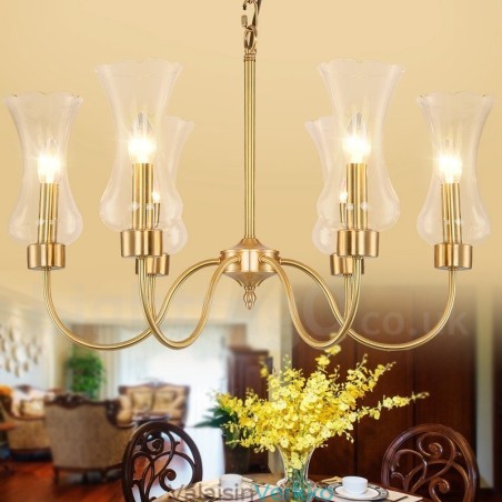 6 Kevyt Retro Rustic Luxury messinkiriippuvalaisin kattokruunu lasivarjostimella 6 Kevyt Retro Rustic Luxury messinkiriippuvalaisin kattokruunu lasivarjostimella
