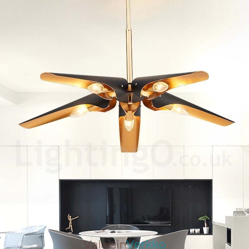 5 Light Retro Rustic Luxury alumiiniseosta riippuvalaisinkruunu alumiiniseoksesta varjostimella